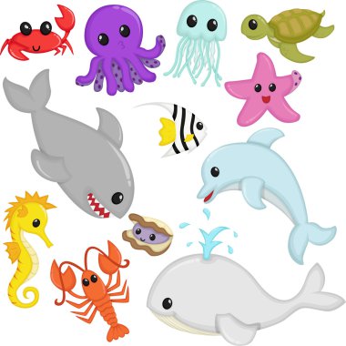 Marine wildlife animals clipart