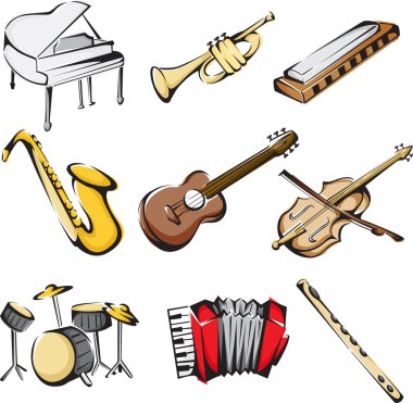 Musical instruments icons clipart