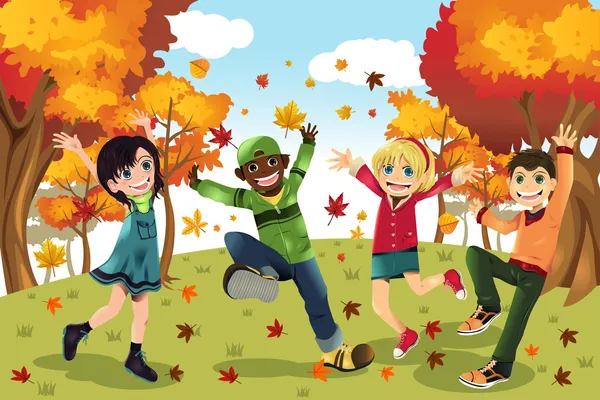 Herbst Herbst Saison Kinder — Stockvektor