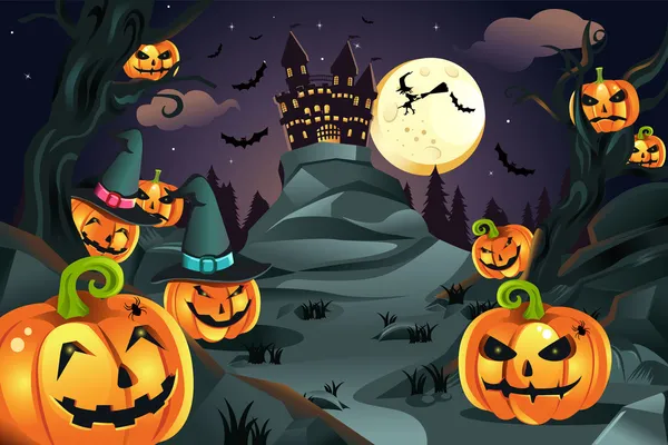 Calabazas de Halloween Fondo — Vector de stock