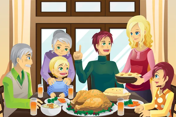 Thanksgiving familie diner — Stockvector