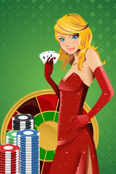 Mulher de poker — Vetor de Stock