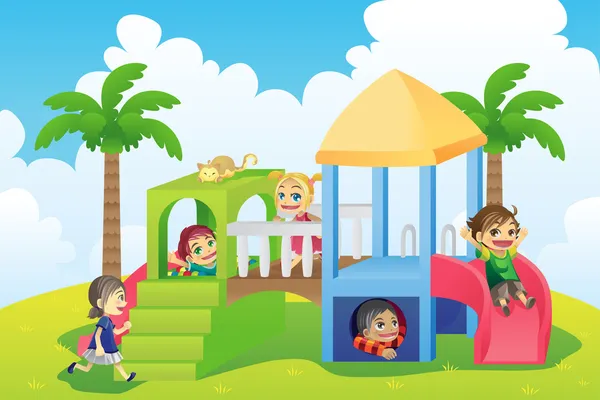 Dzieci na placu zabaw — Wektor stockowy