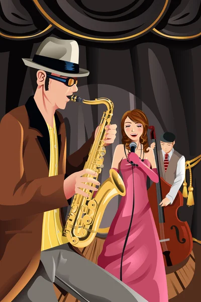 Jazz muziekband — Stockvector