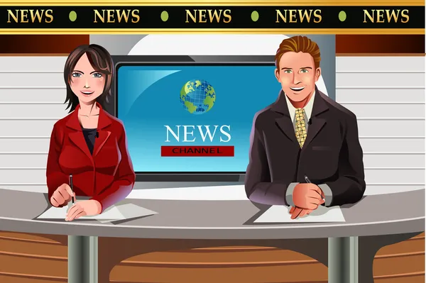 Presentadores de noticias de TV — Vector de stock