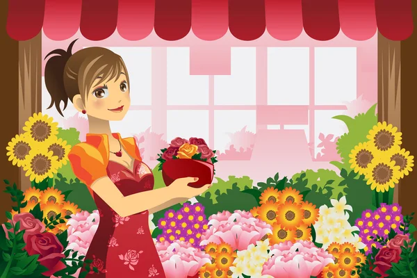 Florist girl — Stock Vector