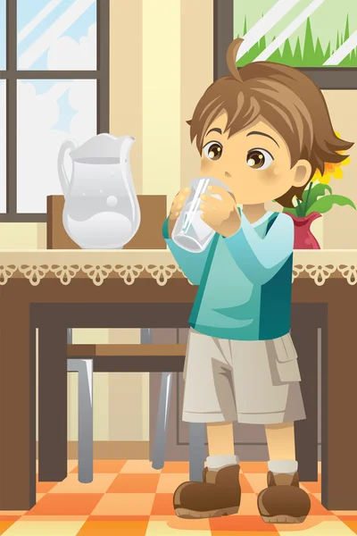 Niño bebiendo agua — Vector de stock