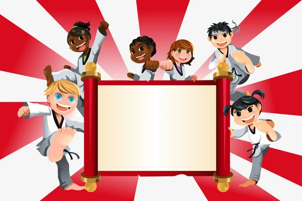 Bandiera per bambini karate — Vettoriale Stock