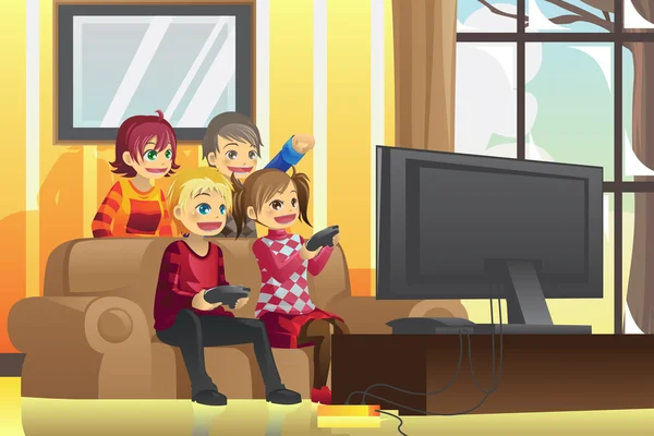 friends playing video games clipart