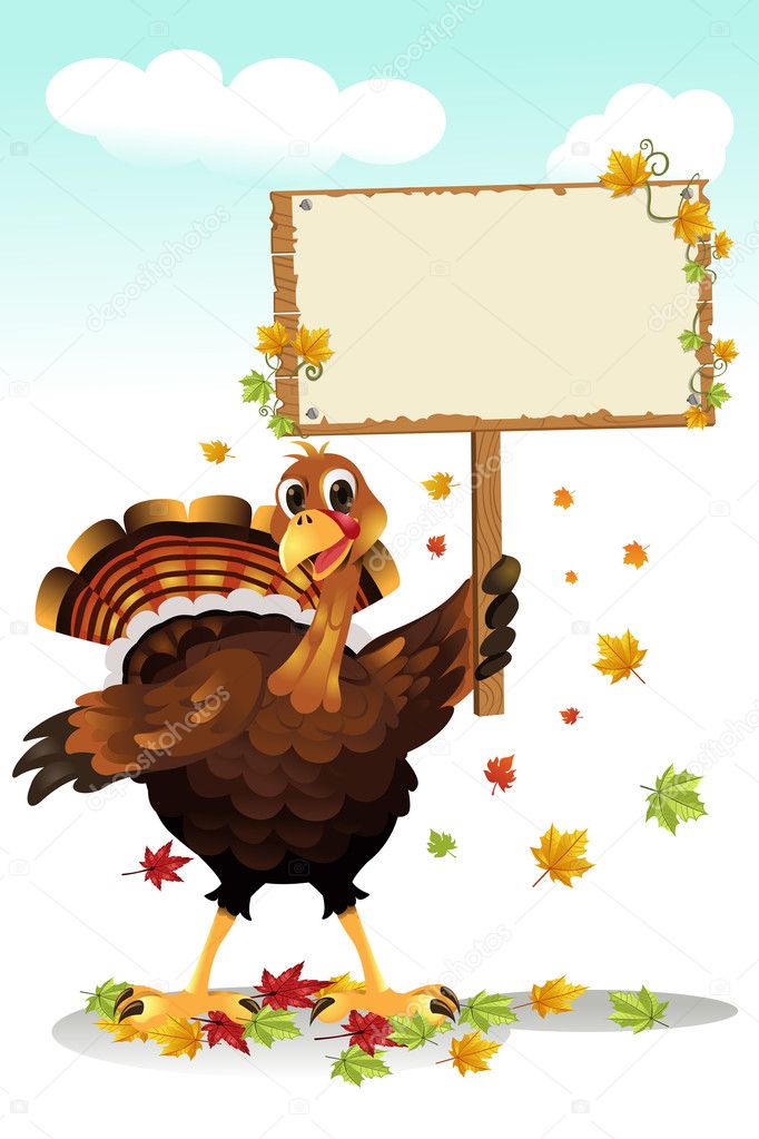 Turkey holding a sign