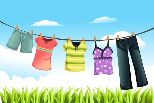 Drying clothes — Stock Vector