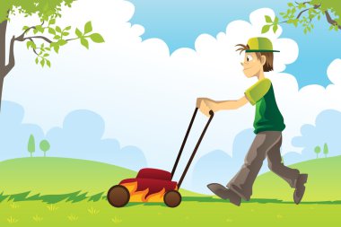 Mowing lawn clipart