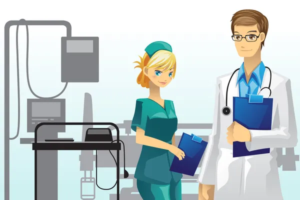 Arzt und Krankenschwester — Stockvektor