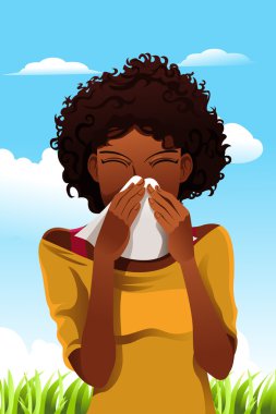 Sneezing woman clipart