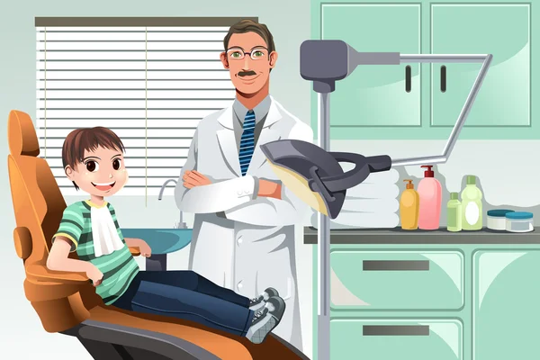 Niño en el consultorio del dentista — Archivo Imágenes Vectoriales
