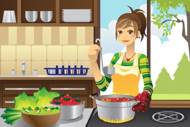 Housewife cooking clipart