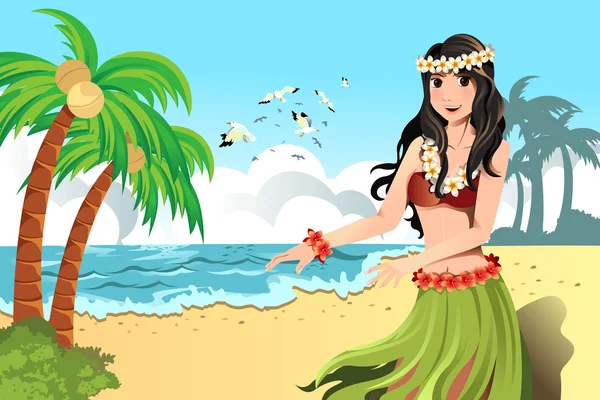 Hawaiian hula danser — Stockvector