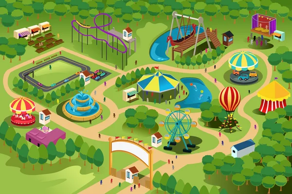 Carte du parc d'attractions — Image vectorielle
