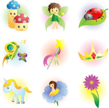 Fantasy fairy icons clipart