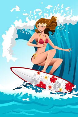 Surfing girl clipart