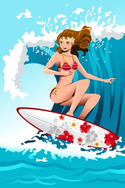Surf fille — Image vectorielle