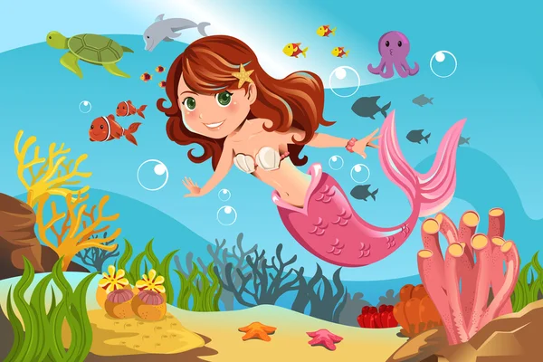 Mermaid cartoon Vector Art Stock Images | Depositphotos