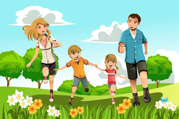Rodzina biegająca w parku — Wektor stockowy