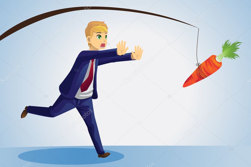 Businessman reaching for carrot