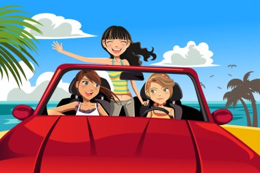 Friends in a car clipart