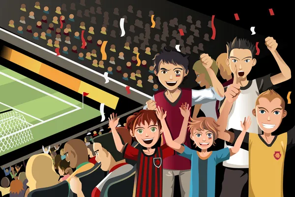 Fans de football dans le stade — Image vectorielle