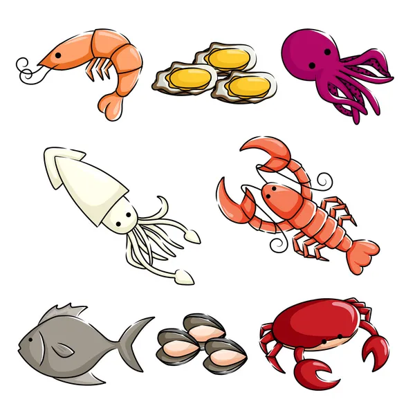 Iconos de animales marinos — Vector de stock