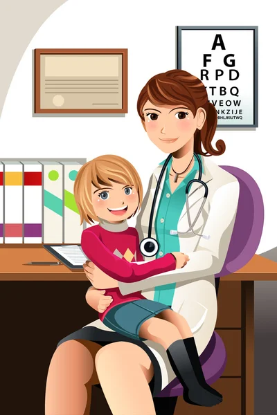 Kinderarzt mit Kind — Stockvektor