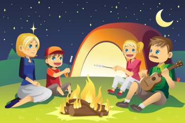 Camping family clipart