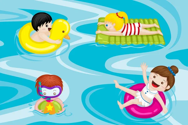 Enfants dans la piscine — Image vectorielle