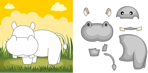 Rompecabezas hipopótamo — Vector de stock
