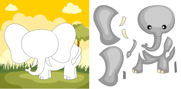 Puzzle elefante — Vettoriale Stock