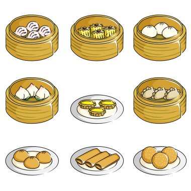 Chinese dim sum icons clipart