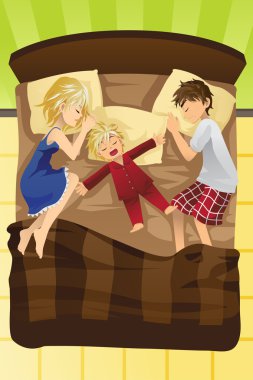 Parents sleeping with child clipart