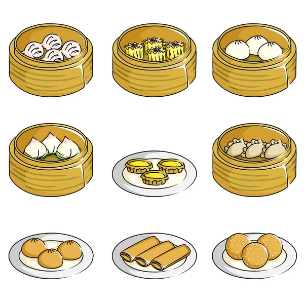 Chinese dim sum icons — Stock Vector