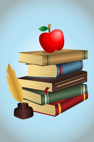 Knihy a jablka — Stockový vektor