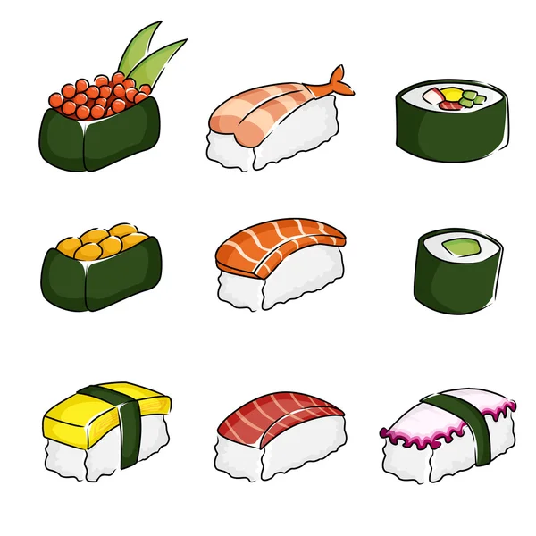 Icone di sushi — Vettoriale Stock