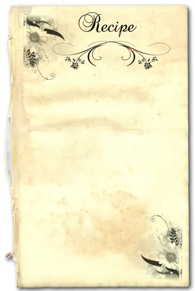 beyaz zemin üzerinde bir reçete olarak eski bir kitabından bir sayfa