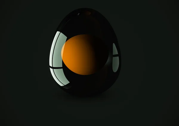 Bir bilgisayar cam koyu arka plan üzerinde 3d yumurta elde — Stok fotoğraf