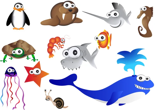 Mořských živočichů, vektorové ilustrace oceánu života — Stockový vektor