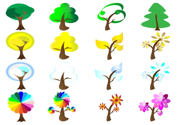 Saisons Icônes d'arbre — Image vectorielle