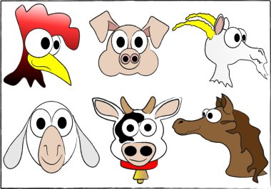 Cute cartoon farm animals clipart