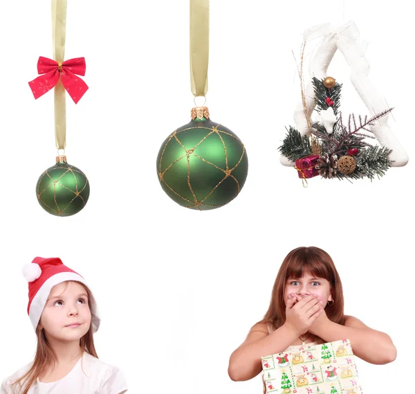 Conjunto de objetos navideños y niños — Foto de Stock