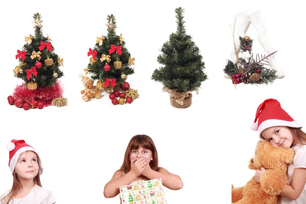 Christmas trees and lovely kids — Stock Photo, Image