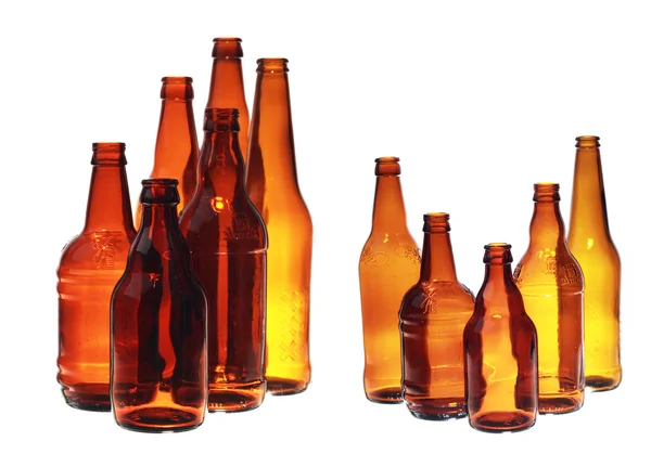 Collage av bruna flaskor — Stockfoto