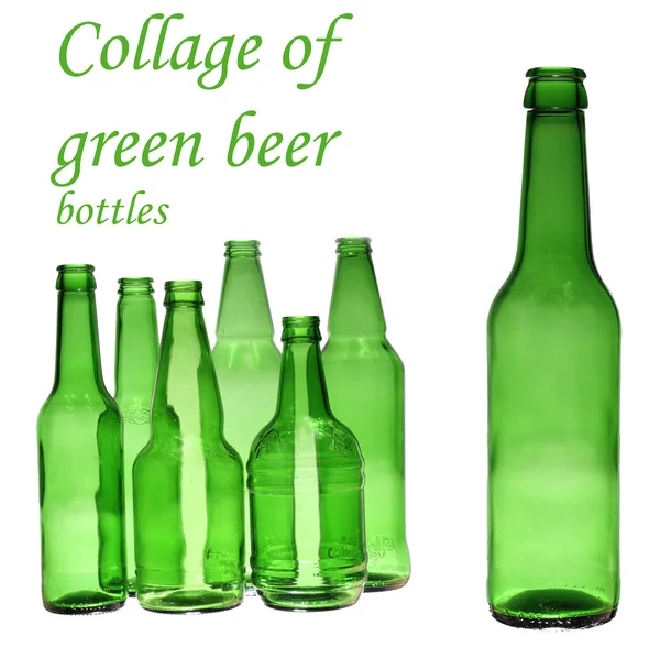 Collage van groene flessen — Stockfoto